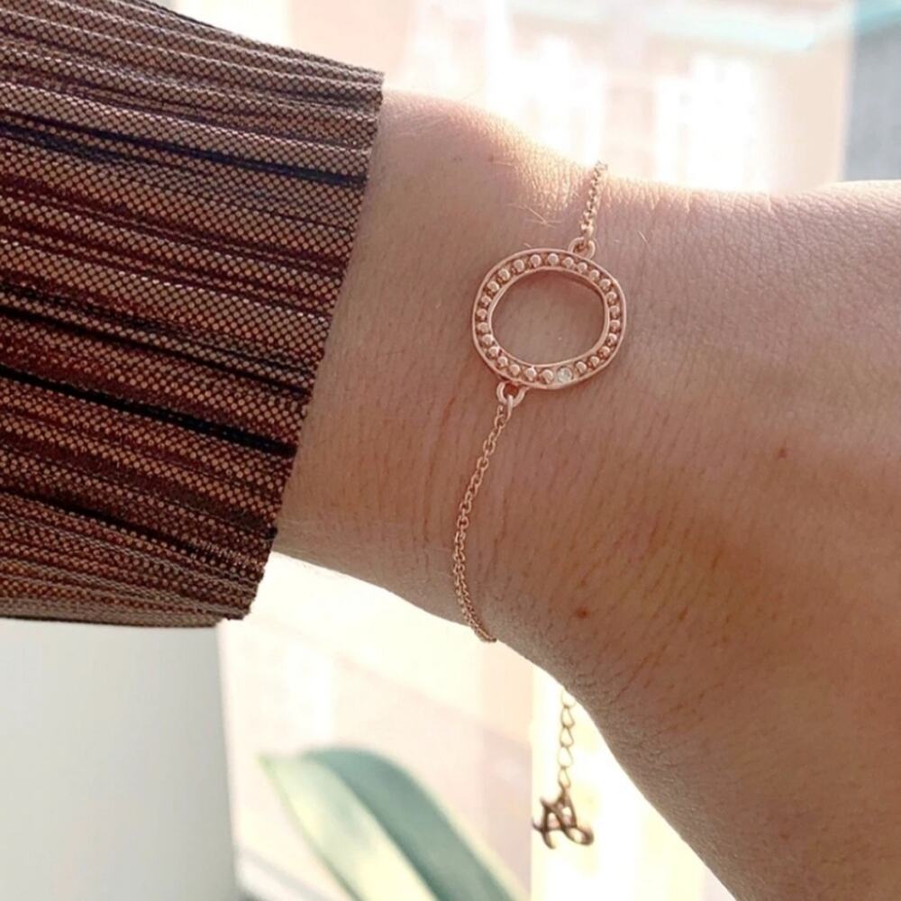 Adore Swarovski Organic Circle Bracelet NWT - Rose Gold Retail $39 - Picture 2 of 5